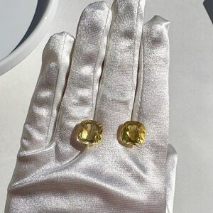 17.01ct RARE Canary Yellow Fluorite Pair - UK Origin, VVS, Untreated • Cushion